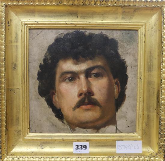 Charles Rowbotham (1856-1921) Head study of an Italian man 20 x 21cm
